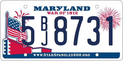 MD license plate 5BJ8731