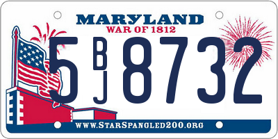 MD license plate 5BJ8732