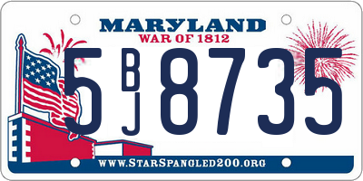 MD license plate 5BJ8735