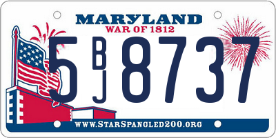 MD license plate 5BJ8737