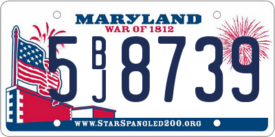 MD license plate 5BJ8739