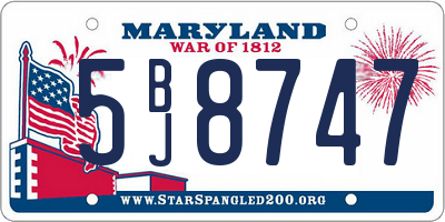 MD license plate 5BJ8747