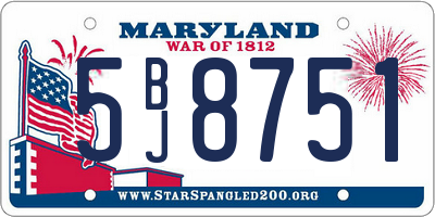 MD license plate 5BJ8751