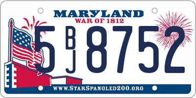 MD license plate 5BJ8752