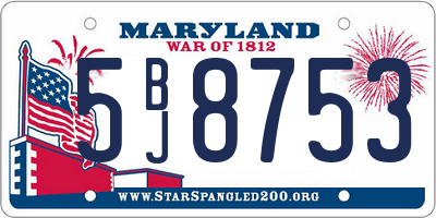 MD license plate 5BJ8753