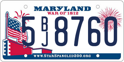 MD license plate 5BJ8760