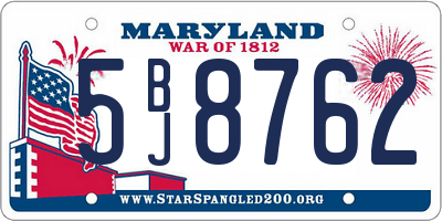 MD license plate 5BJ8762