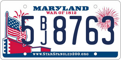 MD license plate 5BJ8763