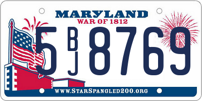 MD license plate 5BJ8769