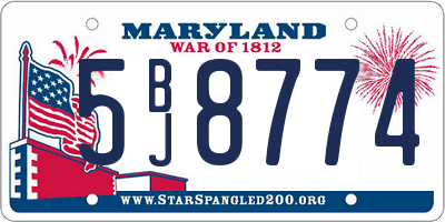 MD license plate 5BJ8774