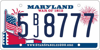 MD license plate 5BJ8777