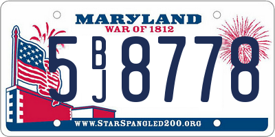 MD license plate 5BJ8778