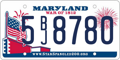 MD license plate 5BJ8780