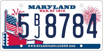MD license plate 5BJ8784