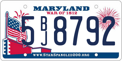 MD license plate 5BJ8792