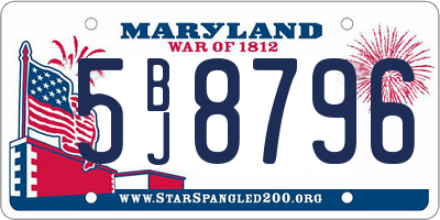 MD license plate 5BJ8796