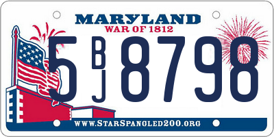 MD license plate 5BJ8798