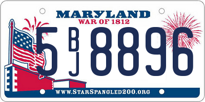 MD license plate 5BJ8896