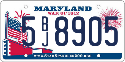 MD license plate 5BJ8905