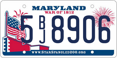 MD license plate 5BJ8906