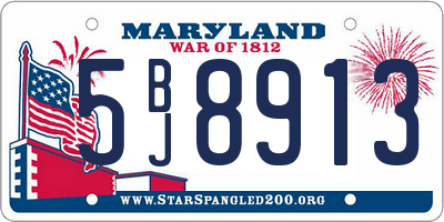 MD license plate 5BJ8913