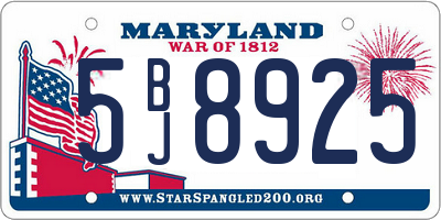 MD license plate 5BJ8925