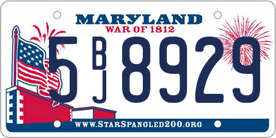 MD license plate 5BJ8929