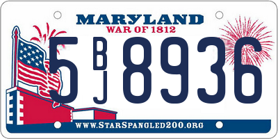 MD license plate 5BJ8936