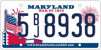 MD license plate 5BJ8938