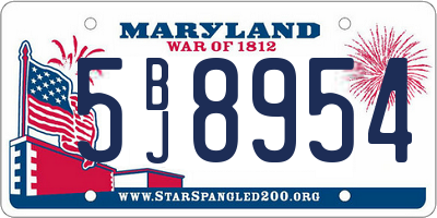 MD license plate 5BJ8954