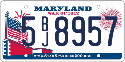 MD license plate 5BJ8957