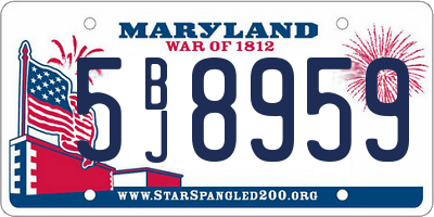 MD license plate 5BJ8959