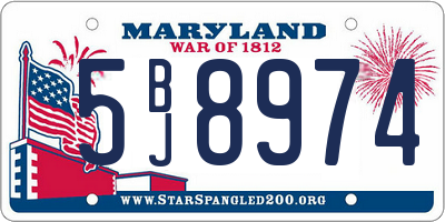 MD license plate 5BJ8974