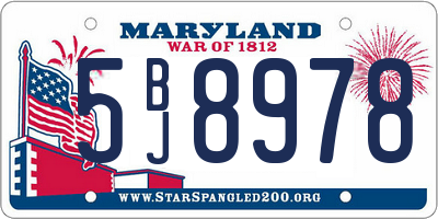 MD license plate 5BJ8978