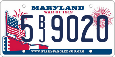 MD license plate 5BJ9020