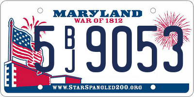 MD license plate 5BJ9053