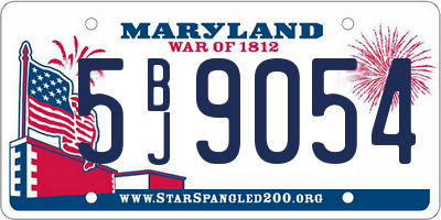 MD license plate 5BJ9054