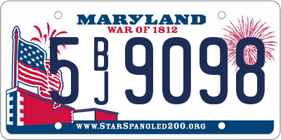MD license plate 5BJ9098
