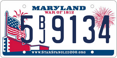 MD license plate 5BJ9134