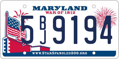 MD license plate 5BJ9194