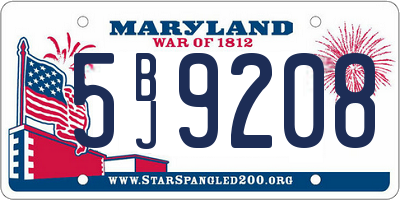 MD license plate 5BJ9208
