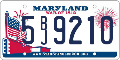 MD license plate 5BJ9210