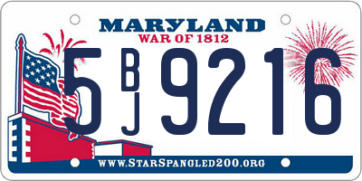 MD license plate 5BJ9216