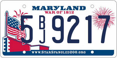 MD license plate 5BJ9217