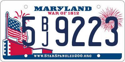 MD license plate 5BJ9223