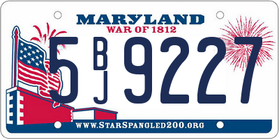 MD license plate 5BJ9227