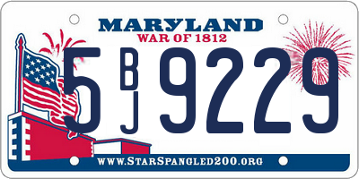 MD license plate 5BJ9229