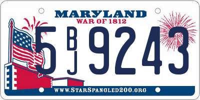 MD license plate 5BJ9243
