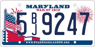 MD license plate 5BJ9247