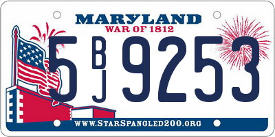 MD license plate 5BJ9253